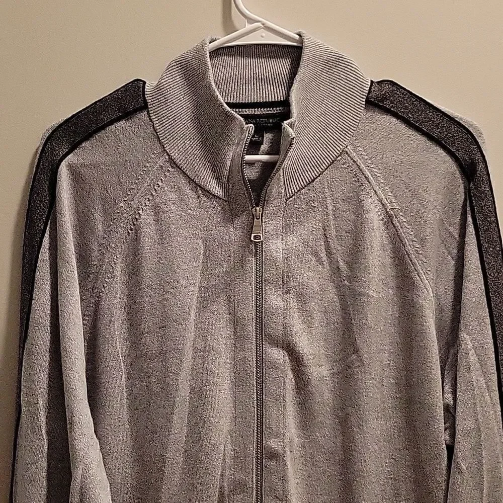 Banana Republic Supima Cotton Full Zip Track Sweater Large Mens